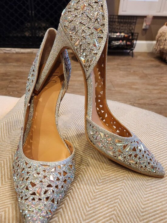 INC InternationalConcepts Shoes - INC International Concepts Kenjay Heels Silver Shiny BRIDAL WEDDING